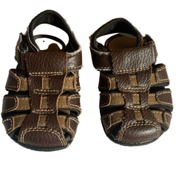 Brown Sandals with Velcro Straps Size 5.5 - Picture 1 of 9
